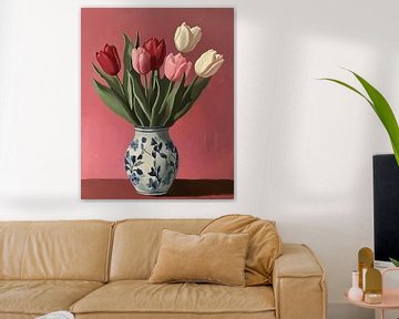 Tulpen in Blauw-Wit – Een Ode aan Vorm en Kleur van Thea