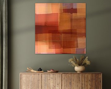Oker en bruine abstracte vormen van Dina Dankers