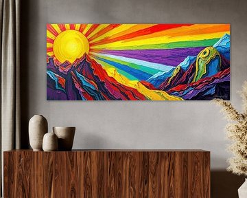 Là où le soleil plonge dans la couleur et où l'arc-en-ciel porte - Une approche picturale de la lumière, des sentiments et des profondeurs des mondes intérieurs sur AidasignArt