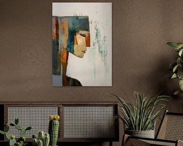 Vrouw met Haardos | Vrouw met Groene Kleur van Kunst Kriebels