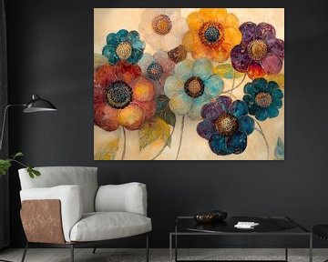 Bloementuin | Gestileerde Bloemschilderij van De Mooiste Kunst