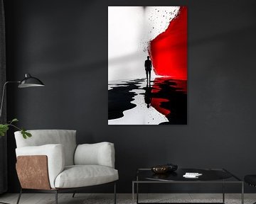 Abstract silhouet met rood effect van Art & Soul Creations
