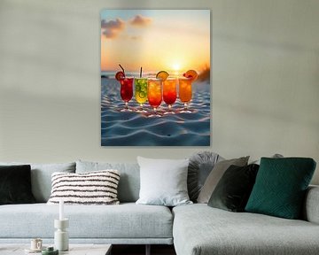 Strandcocktails bij zonsondergang