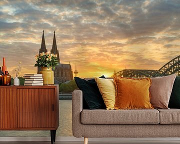 Abendstimmung am Rhein in Köln von Michael Valjak