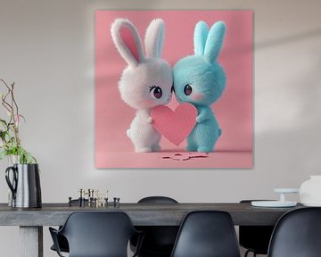 Verliefde konijnen met hart van TheXclusive Art