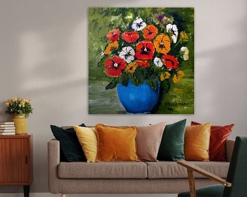 Violets in blue Vase by Rita Tielemans Kunst