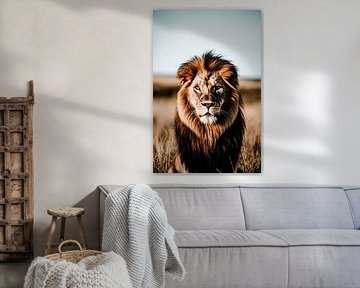 Majestic lion in savannah by Art & Soul Creations