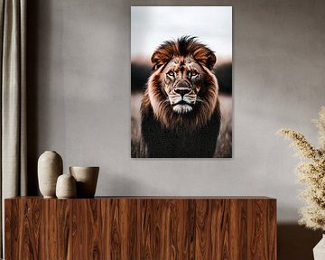 Majestic lion in close-up by Art & Soul Creations