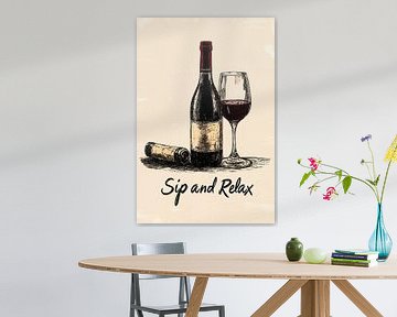 Stijlvolle fles en glas wijn van Imperial Art House