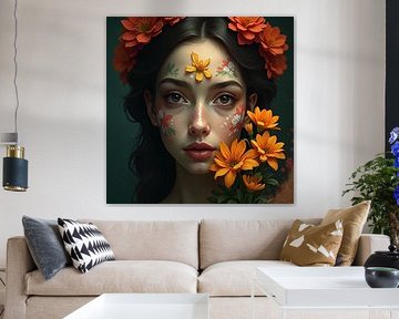 Flower Magic - Mystic Woman with Artistic Flower Painting