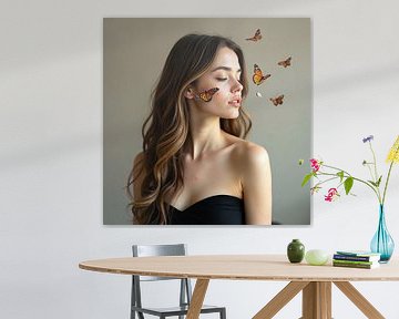 Butterfly Dream - Woman in Mystical Spheres with Subtle Butterflies