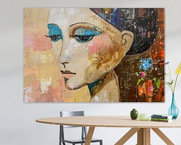 Vrouw met Gouden Achtergrond van Kunst Kriebels