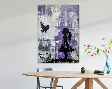 City Girl | Silhouette Girl Bird by Eye catching paintings