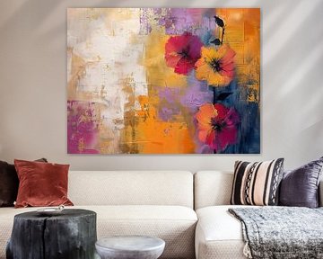 Bloem decor van Abstract Schilderij