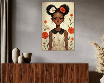 Nature beauty - Little Girl with Flowers in Earthy Shades