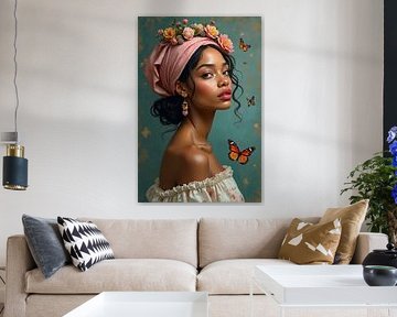 Dreamy Floral Beauty - Woman in Soft Shades of Nature
