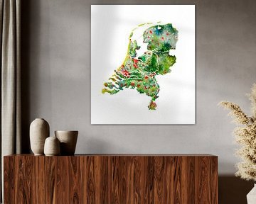Nederland | Landkaart Aquarel | Ook mooi als wandcirkel van Wereldkaarten.Shop
