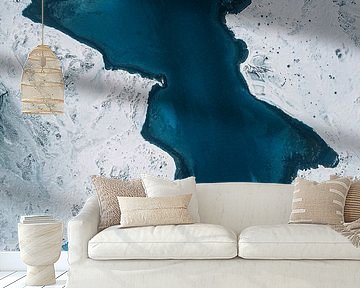 Abstracte sneeuwkust in IJsland – topdown landschap