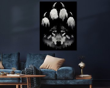 Wolf Paw Double Exposure – Forest Wilderness Animal Art by Ramy Salah Hefny