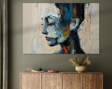 Vrouw Portret | Vrouw Blauw van Kunst Kriebels