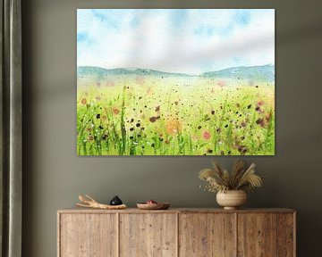 Bloemenweide in de bergen van Enjoy-Aquarell