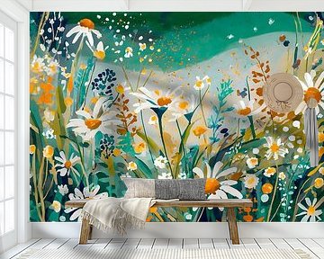 Sommerblumengarten: Gänseblümchen im Gras von Studio Pieternel