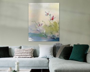 Japanische Kunst: Blüte in Aquarell von Studio Pieternel