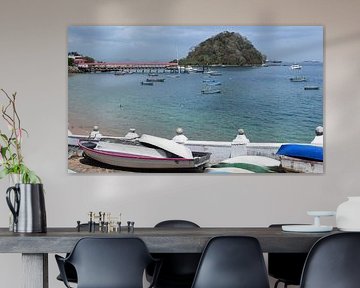 View of the beach and quay by Claude Laprise