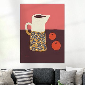 Krug mit Orangen - Bunte Illustration