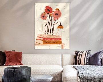 Klaprozen op Stapel Boeken van Anna Benge