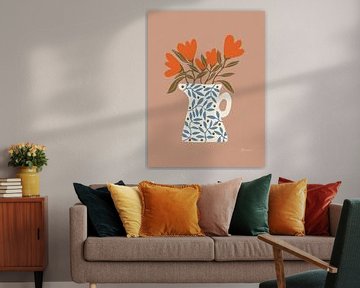 Jug with flowers- Colourful illustration by Anna Benge