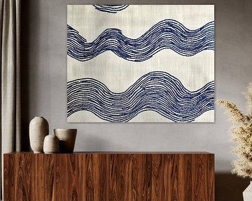 Stillness in motion - embroidered waves on linen by Thea