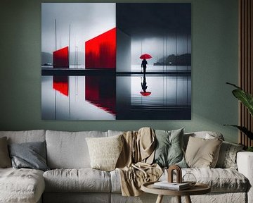 Vrouw met paraplu op het water-01 van Rautenberg Digital Art Maritim
