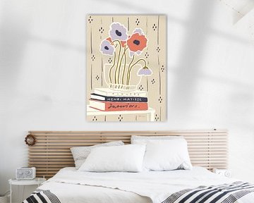 Coquelicots sur une pile de livres sur Anna Benge