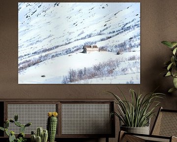 Noors hooggebergte, besneeuwde bergen en landschap