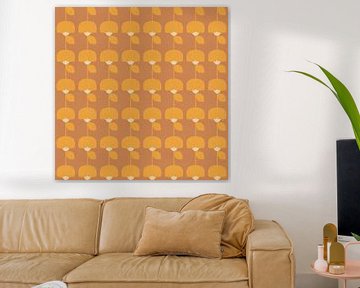 Mid century retro patroon in geel en oker van Dina Dankers