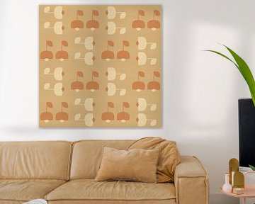 Mid century vintage patroon in beige en bruin I van Dina Dankers