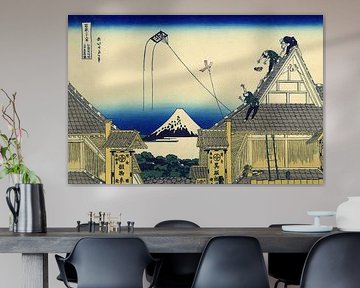 Katsushika Hokusai - Das Mitsui-Geschäft in der Suruga-Straße in Edo (um 1830-1832) | Geniale Ukiyo-e-Komposition aus sechsunddreißig Ansichten des Berges Fuji
