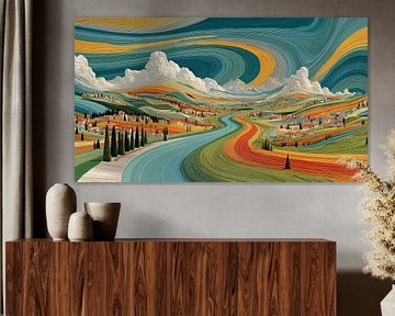 abstrakte Kunst mit Farbe Landschaft
