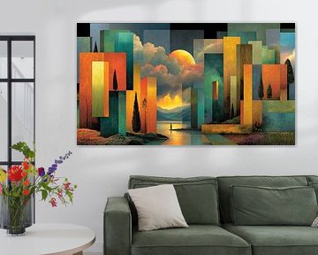 abstrakte Kunst mit Farbe Landschaft