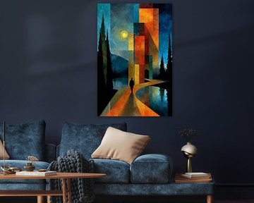 art abstrait avec la couleur promenade dans la ville sur Egon Zitter