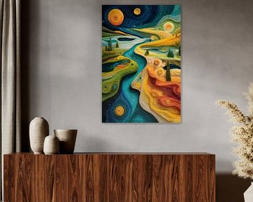 abstracte kunst met kleur landschap
