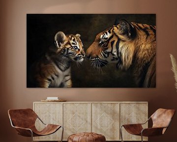 Tijger en een tijger baby welp portret panorama van TheXclusive Art