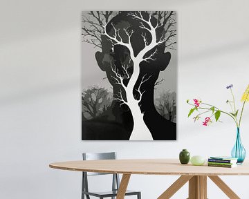 Een silhouet van verbinding van ink art