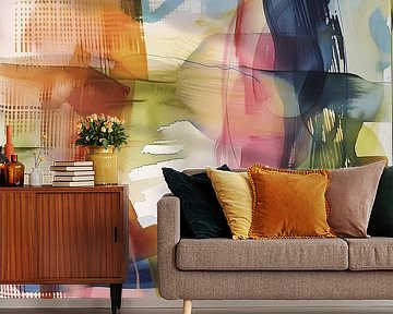 watercolor or ink abstract background on light textile