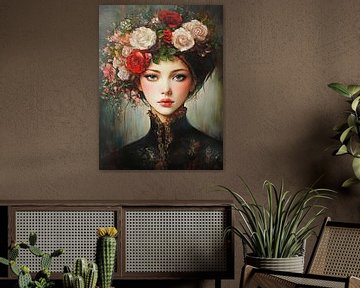 Jonge Dame met Bloemenhoed van ARTEO Schilderijen