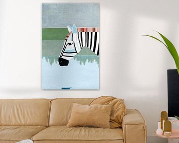 Zebra spiegelt sich im Wasser von Imperial Art House