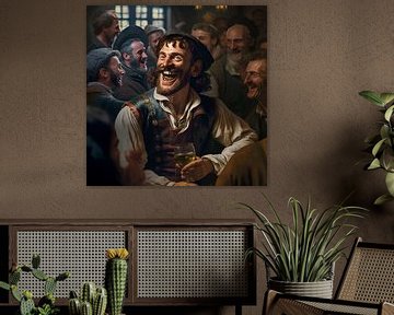 Middeleeuwse mannen taverne vrolijke sfeer drank van gm_designs