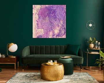 Vrouw in paars | Vrouw profiel van Kunst Kriebels
