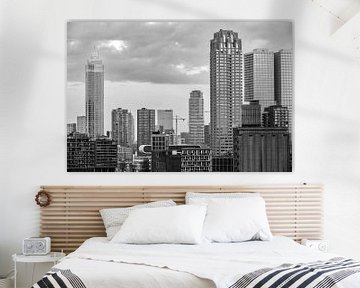 Rotterdam skyline tijdens zonsopgang in zwart-wit van Sjoerd van der Wal Fotografie